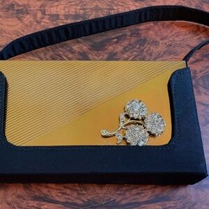 Volupte Jeweled Purse Compact with Black Carry Case Vintage ( 75+ years old)